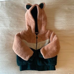 Boboli Fuzzy Hooded- Zipper Jacket Size 2